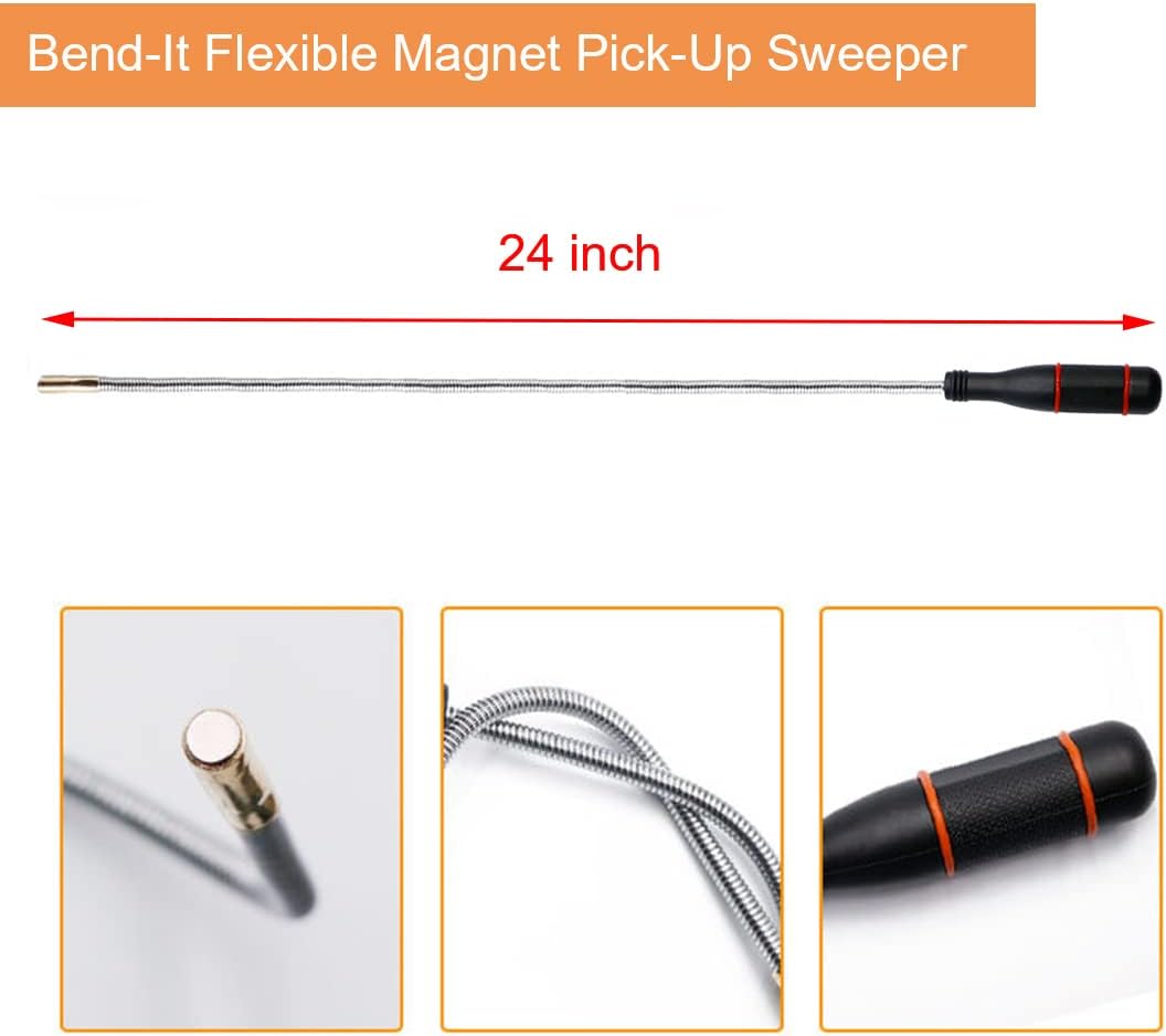 3 Pack Telescoping Magnet Pick-up Tool Set - Retrieving Telescoping Magnet Pickup Tools，Extendable Magnetic Pick Up Tools，Bendable Spring Magnet Stick image 3