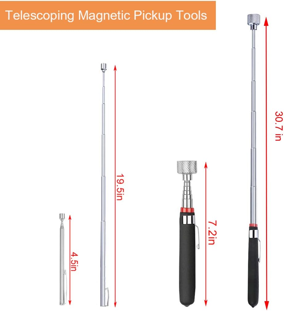 3 Pack Telescoping Magnet Pick-up Tool Set - Retrieving Telescoping Magnet Pickup Tools，Extendable Magnetic Pick Up Tools，Bendable Spring Magnet Stick image 4