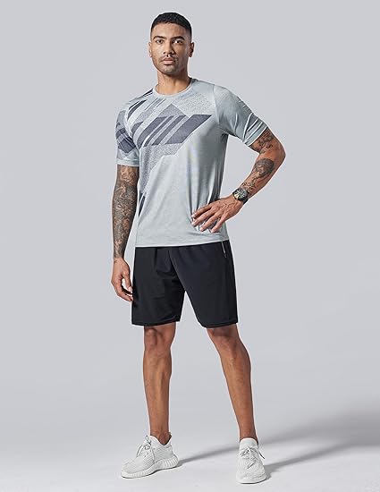 5 Pack Men’s Active Quick Dry Crew Neck T Shirts | Athletic Running Gym Workout Short Sleeve Tee Tops Bulk image 2