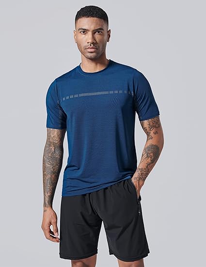 5 Pack Men’s Active Quick Dry Crew Neck T Shirts | Athletic Running Gym Workout Short Sleeve Tee Tops Bulk image 3