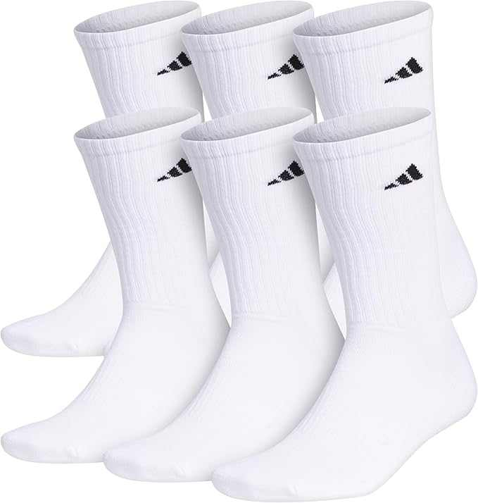 adidas Men's Athletic Cushioned Crew Socks (6 Pairs) Durable & Comfortable