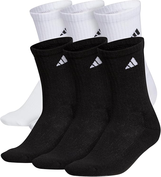 adidas Men's Athletic Cushioned Crew Socks (6 Pairs) Durable & Comfortable
