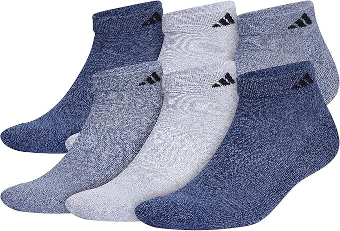 adidas Men's Athletic Cushioned Low Cut Ankle Socks (6 Pairs) Durable & Comfortable