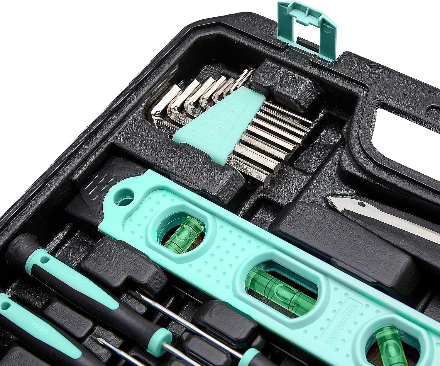 Amazon Basics 142-Piece Household Tool Kit for Home Repair, Hand Tools with Storage Case, 13.39 x 9.25 x 2.95 inch, Turquoise image 4
