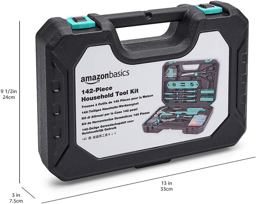 Amazon Basics 142-Piece Household Tool Kit for Home Repair, Hand Tools with Storage Case, 13.39 x 9.25 x 2.95 inch, Turquoise image 6