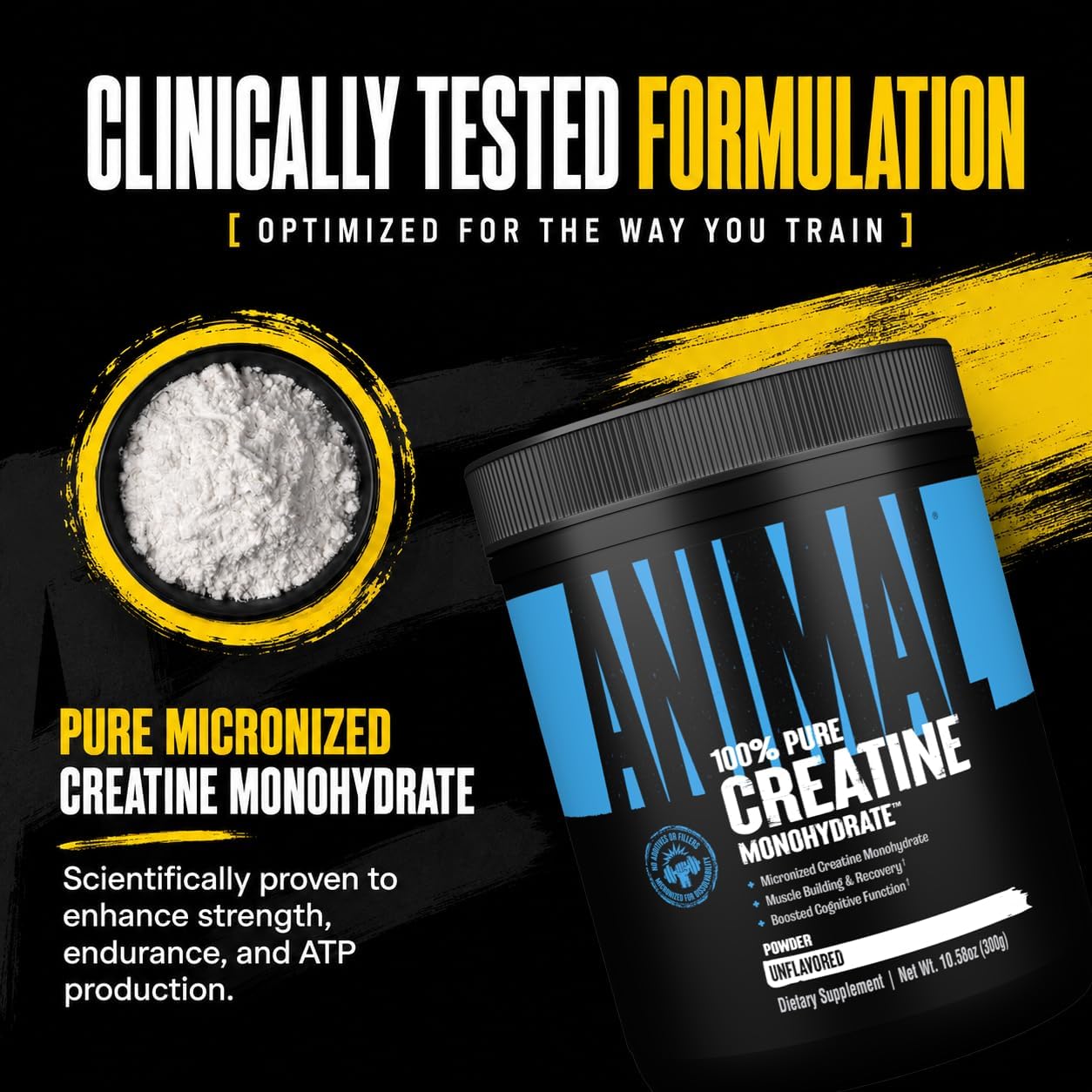 Animal Creatine Monohydrate Powder — Micronized for Muscle Recovery, Cellular Energy, and Daily Wellness — for Men and Women — Unflavored 300g image 5