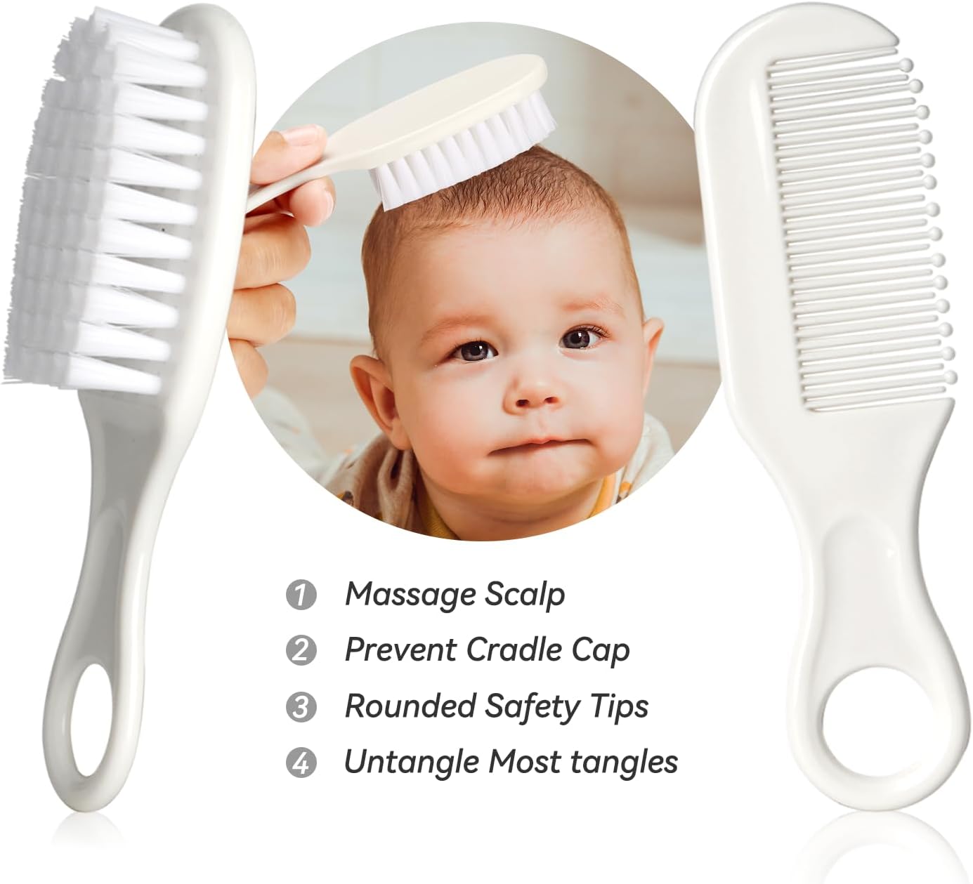 Baby Grooming Kit, Infant Safety Care Set with Hair Brush Comb Nail Clipper Nasal Aspirator,Baby Essentials Kit for Newborn Girls Boys (Grey White) image 2