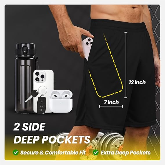 BALENNZ Athletic Shorts for Men with Pockets and Elastic Waistband Quick Dry Activewear image 2