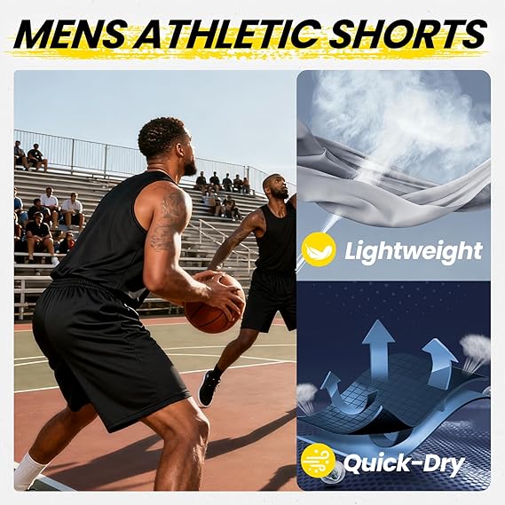 BALENNZ Athletic Shorts for Men with Pockets and Elastic Waistband Quick Dry Activewear image 4
