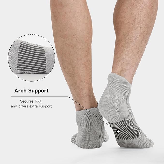 BAMBOO COOL Men's Ankle Socks Moisture Wicking Breathable Odor Control Athletic Cushioned Running Socks Arch Support 8 Pack image 2