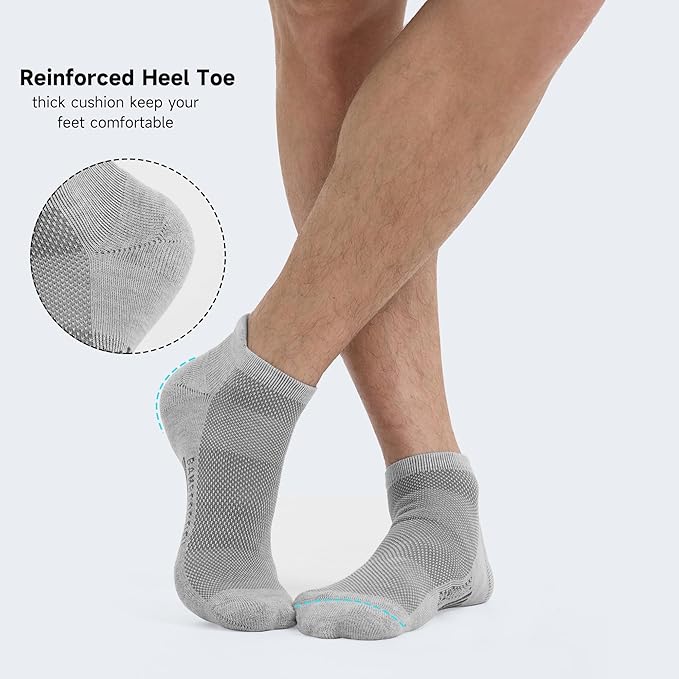 BAMBOO COOL Men's Ankle Socks Moisture Wicking Breathable Odor Control Athletic Cushioned Running Socks Arch Support 8 Pack image 4
