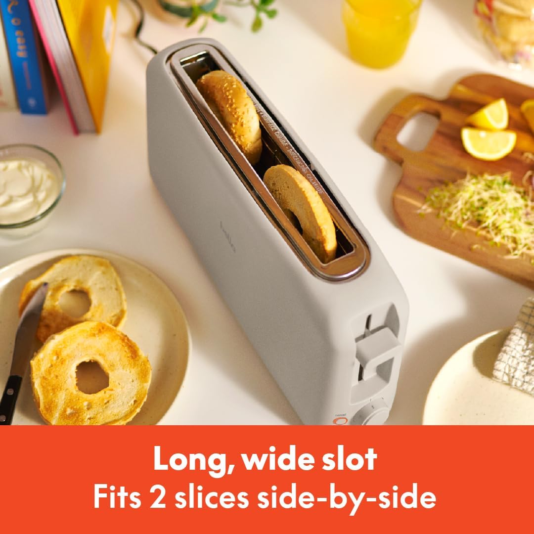 bella 2 Slice Slim Toaster, Fits-anywhere™ Kitchenware, 6 Setting Shade Control with Reheat & Cancel Buttons, Fits sourdough, 10” Long Slot, Anti Jam & Auto Shutoff, 900 Watt, Oatmilk image 4