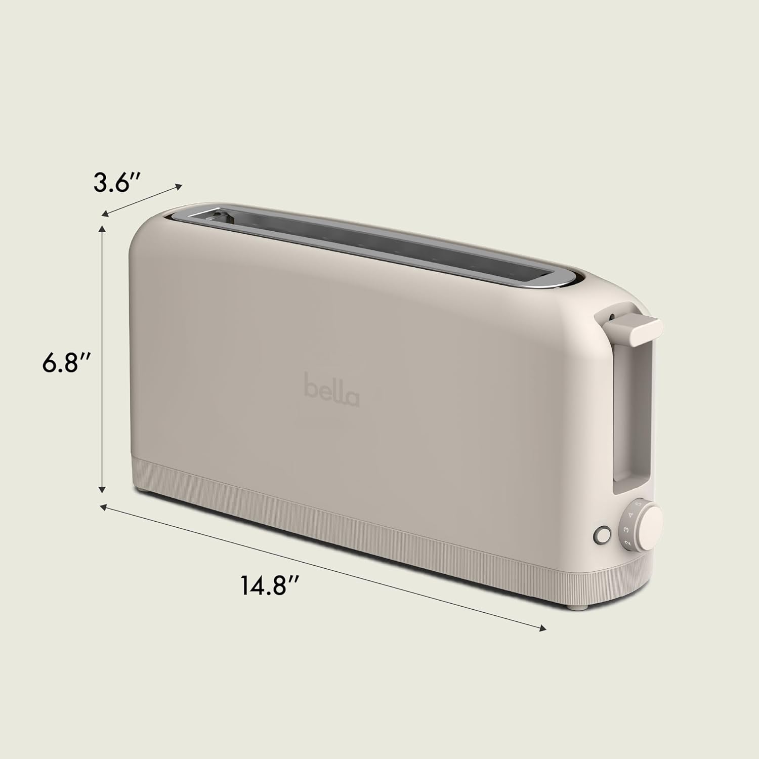 bella 2 Slice Slim Toaster, Fits-anywhere™ Kitchenware, 6 Setting Shade Control with Reheat & Cancel Buttons, Fits sourdough, 10” Long Slot, Anti Jam & Auto Shutoff, 900 Watt, Oatmilk image 8