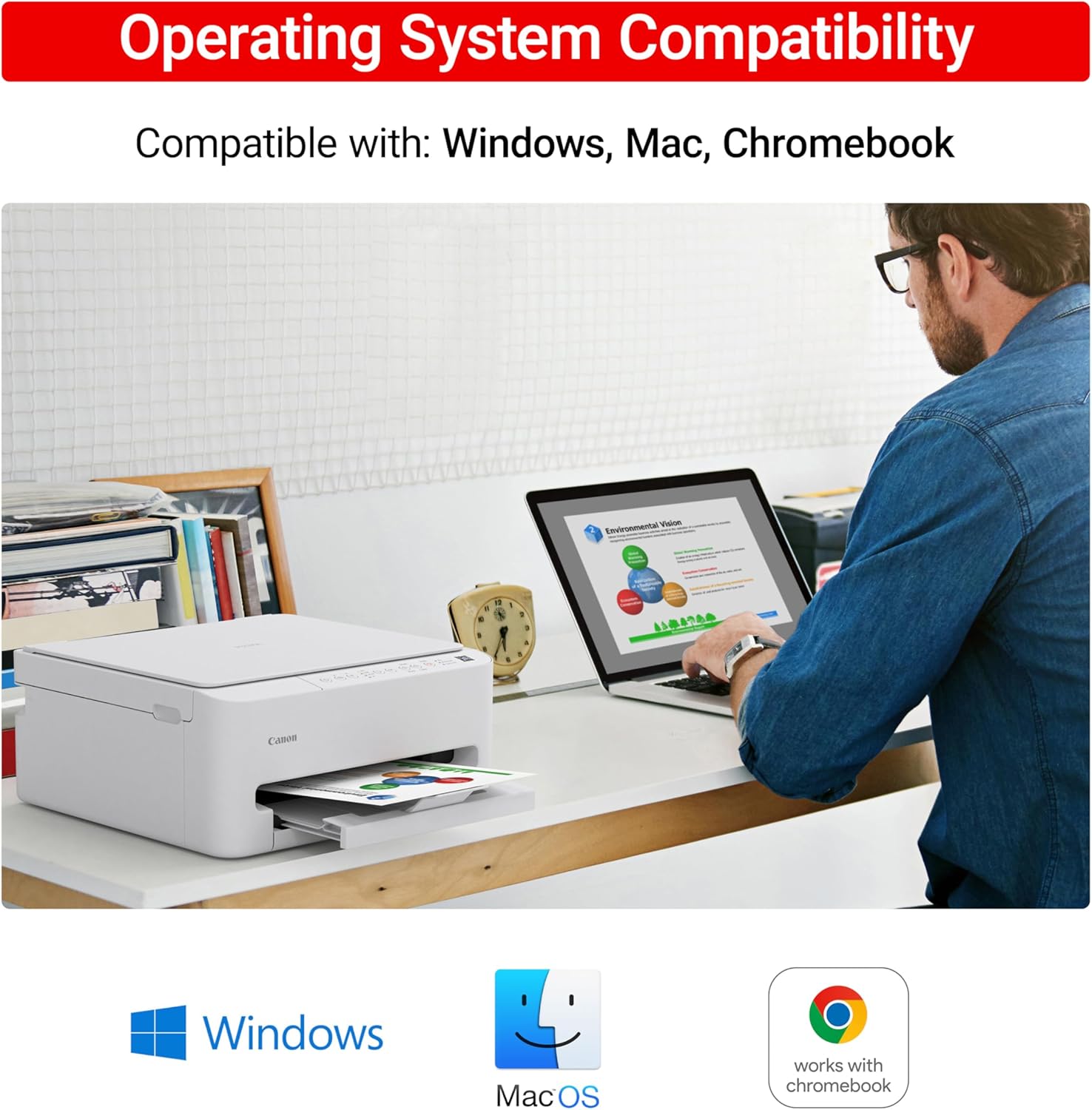 Canon PIXMA TS4320 Wireless Color Inkjet Printer for Duplex Printing, White Home Printer with Copier/Scanner, Compact Design, Easy Setup, 1 Year Limited Warranty image 4