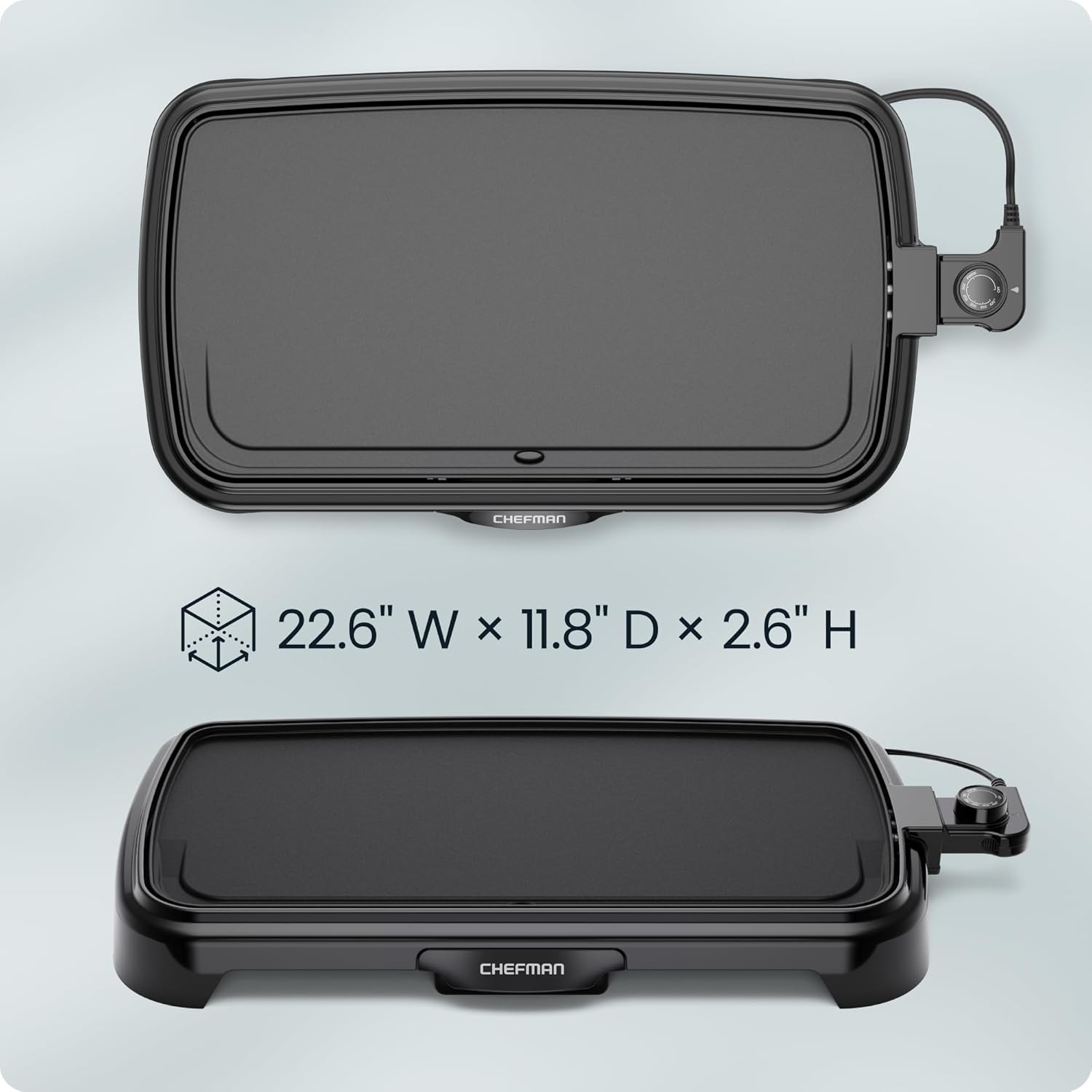 Chefman XL Electric Griddle with Removable Temperature Control, Immersible Flat Top Grill, Burger, Eggs, Pancake Griddle, Nonstick Extra Large Cooking Surface, Slide Out Drip Tray, 10 x 20 Inch image 6