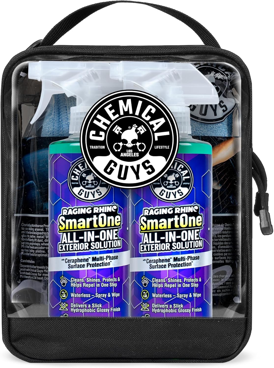 Chemical Guys Raging Rhino SmartOne 2 Pack With Storage Bag All In One Exterior Spray Microfiber Towels Giftable Waterless Wash And Quick Detail Set