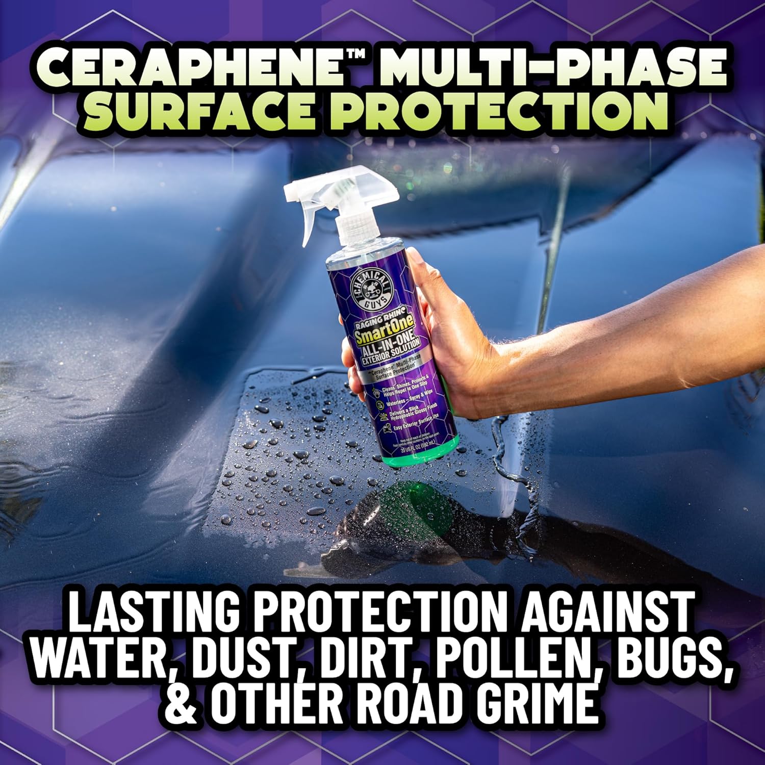 Chemical Guys Raging Rhino Waterless Car Wash And Quick Detailer Spray, No Rinse Exterior Cleaner For Paint, Glass, Wheels, Plastic, And Chrome, Spray And Wipe Shine, 20 Fl Oz image 4