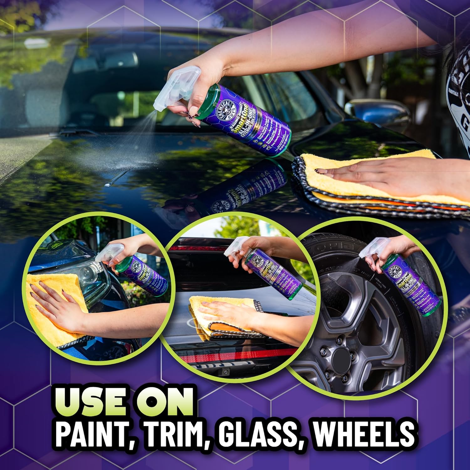 Chemical Guys Raging Rhino Waterless Car Wash And Quick Detailer Spray, No Rinse Exterior Cleaner For Paint, Glass, Wheels, Plastic, And Chrome, Spray And Wipe Shine, 20 Fl Oz image 5