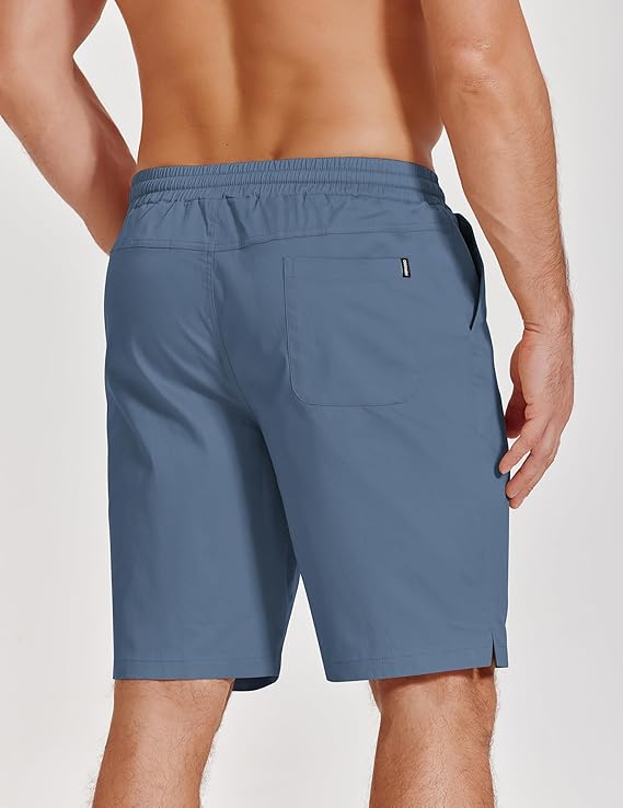COOFANDY Mens Casual Shorts Cotton Drawstring Elastic Waist Lightweight 9" Chino Golf Shorts Summer Beach Shorts image 2