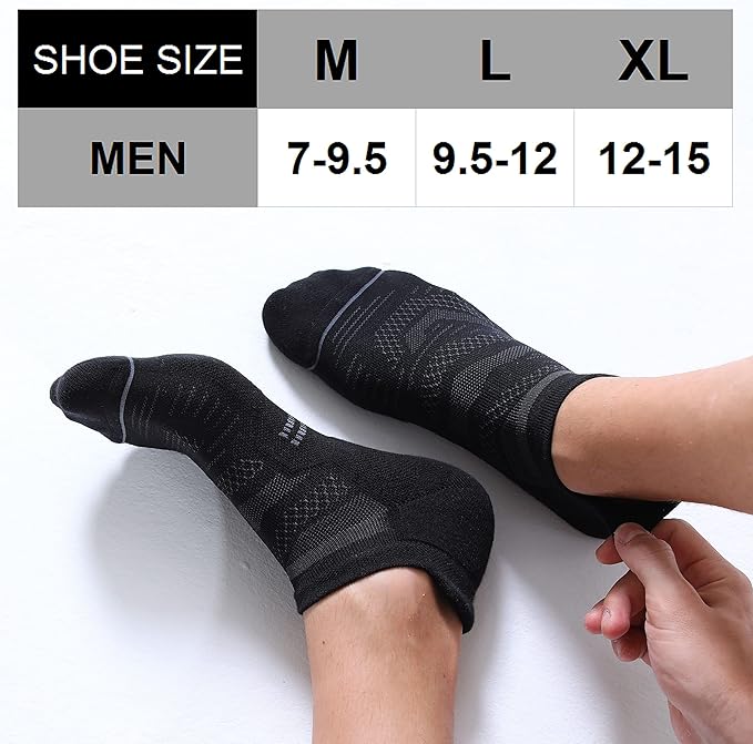 CS CELERSPORT 6 Pack Men's Running Ankle Socks with Cushion, Low Cut Athletic Sport Tab Socks image 2