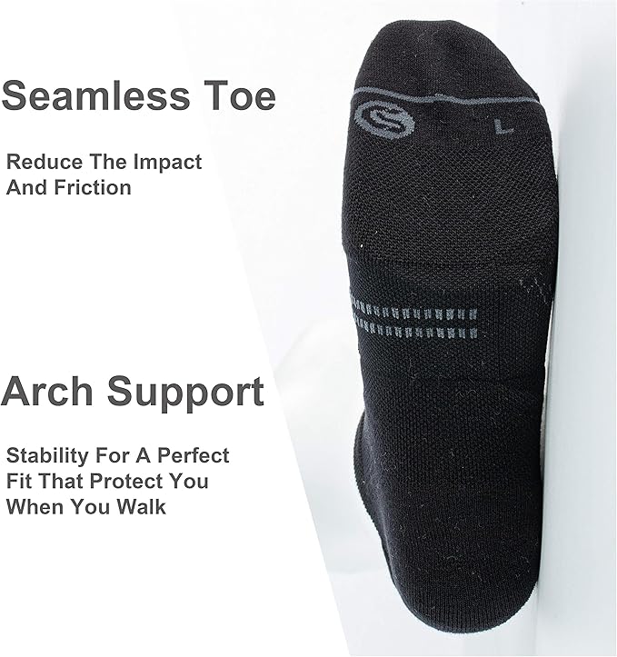 CS CELERSPORT 6 Pack Men's Running Ankle Socks with Cushion, Low Cut Athletic Sport Tab Socks image 4