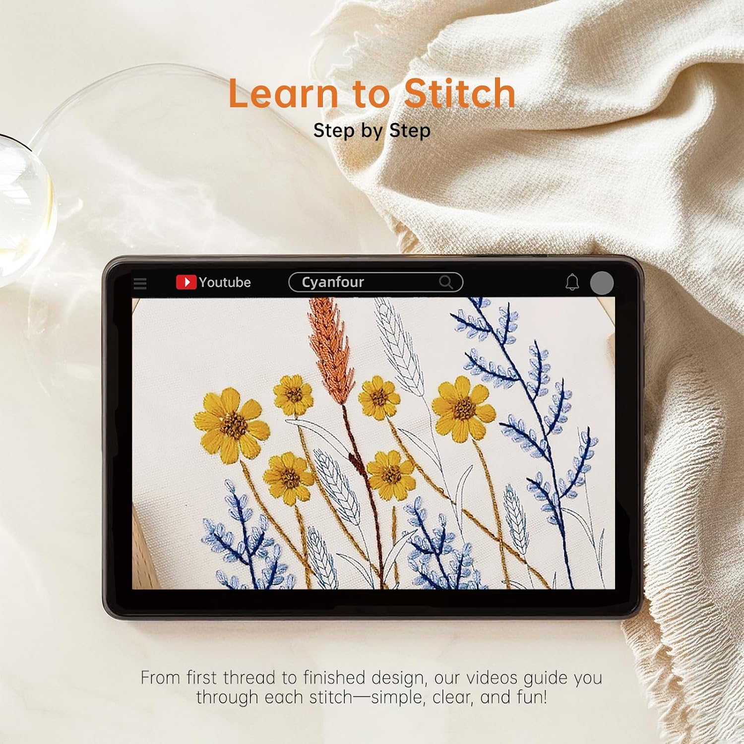 CYANFOUR Embroidery Kit for Beginners, 4 Stages to Learn 38 Stitches, with Step-By-Step Instructions and Clear Videos, Includes Multiple Accessories, Gift for Craft Lovers image 3