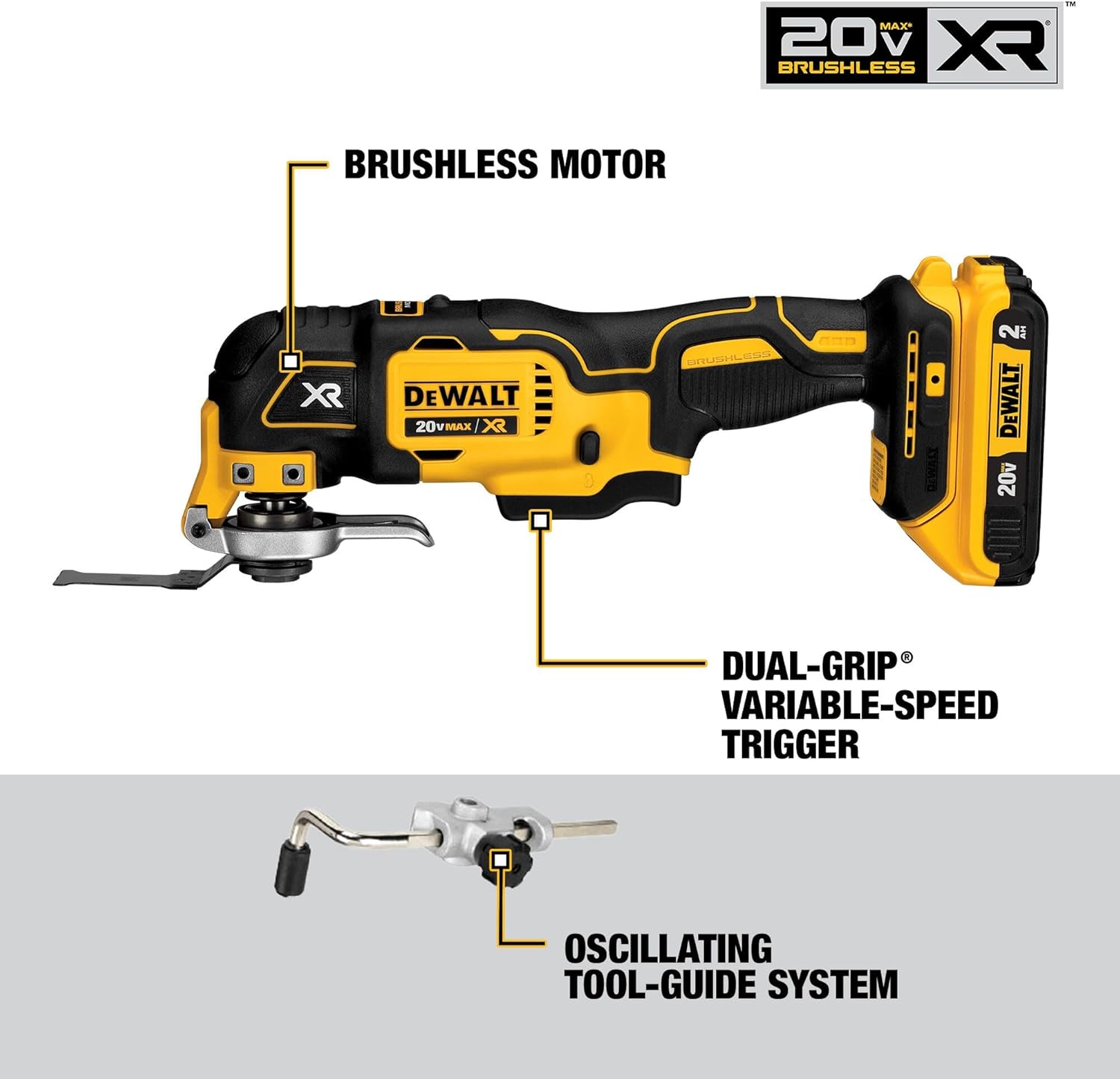 DEWALT 20V MAX Power Tools, 9 Cordless Tool Combo, Impact and Drill Driver, Oscillating Tool, Grinder,Circular and Reciprocating Saw,Right Angle Drill,Speaker,LED Light, 2 Batteries,Charger (DCK940D2) image 6