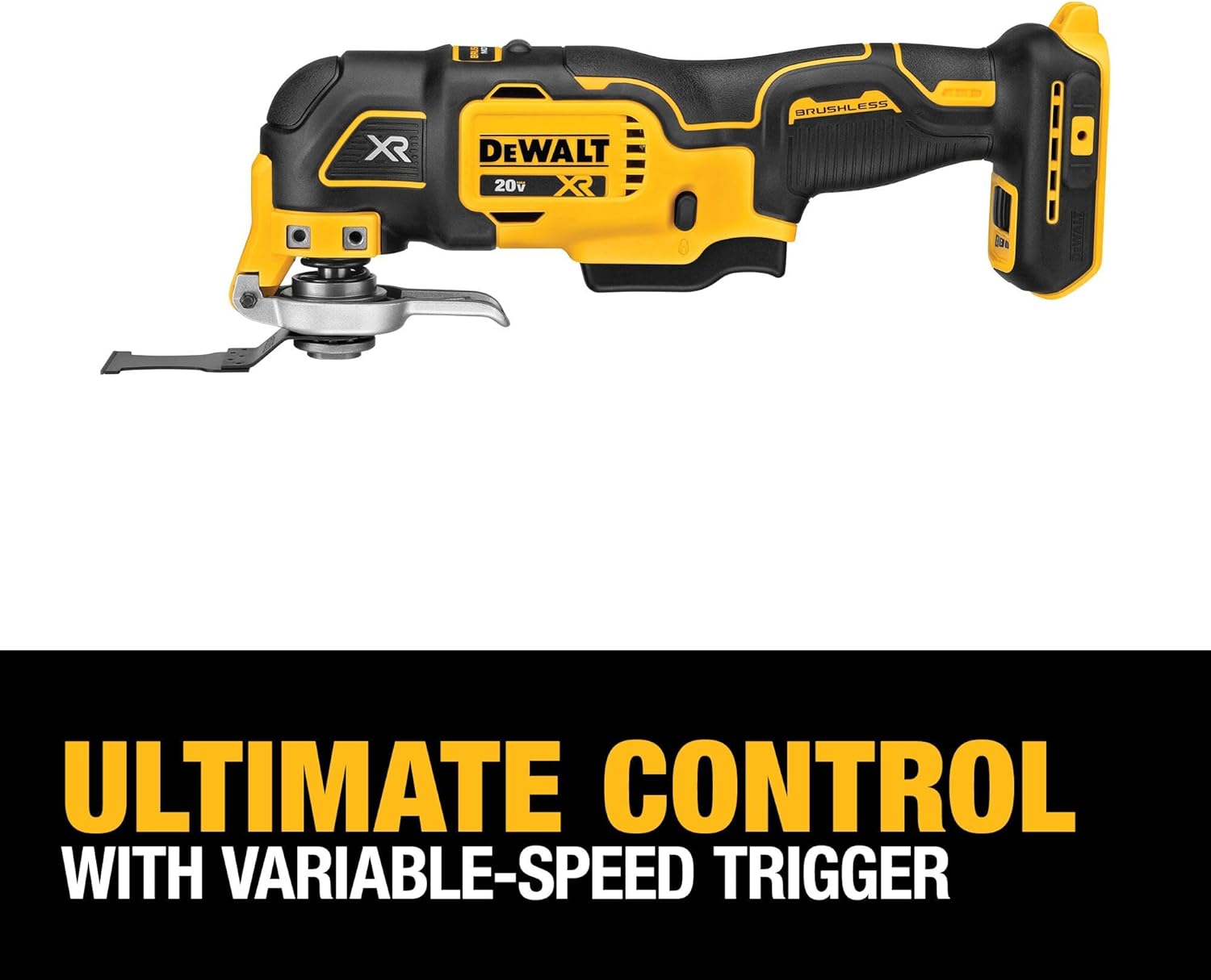 DEWALT 20V MAX XR Oscillating Multi-Tool Cordless, Variable Speed Brushless Motor Multitool with LED Light, Extended Runtime, Includes Two Wood Cutting Blades, Tool Only (DCS356B) image 3