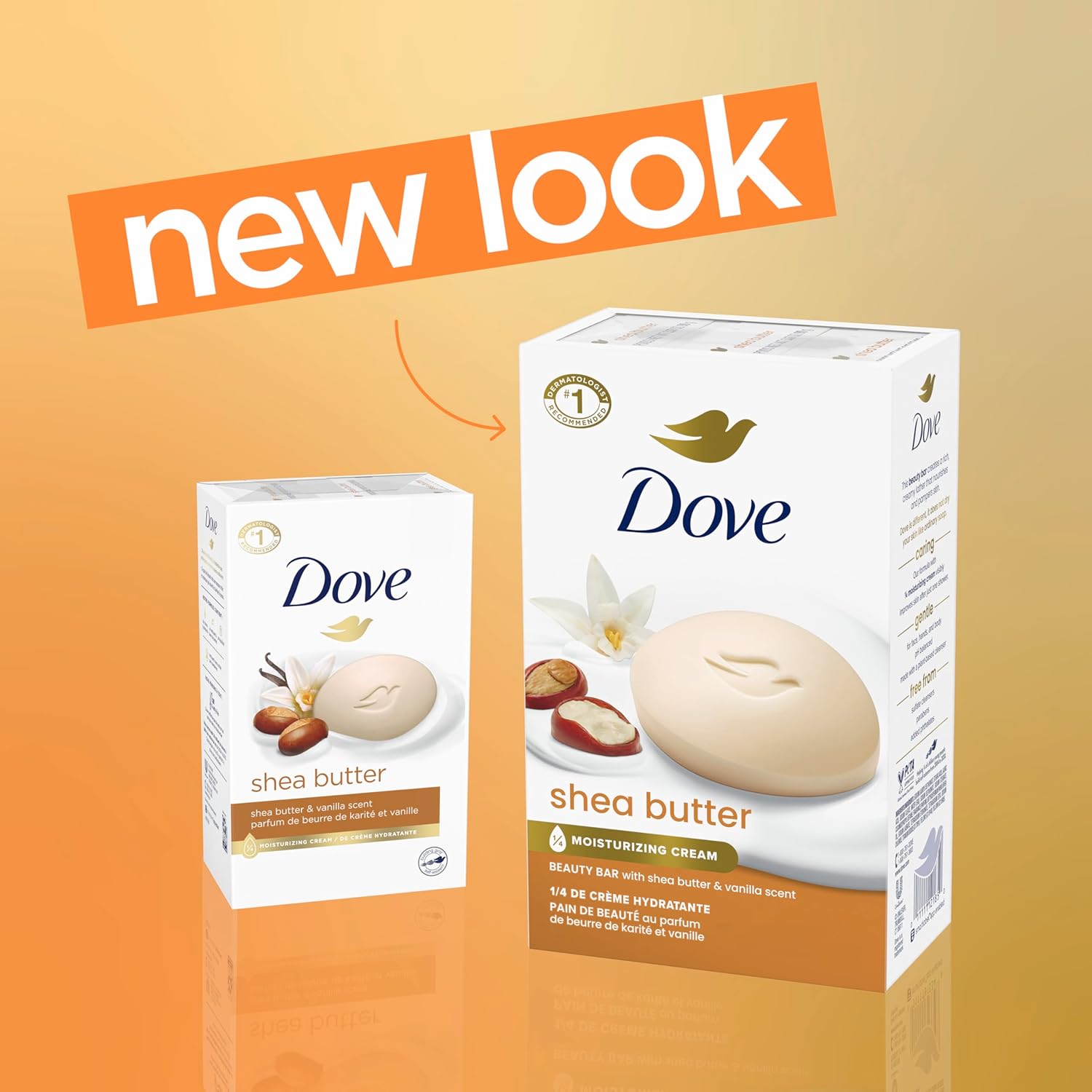 Dove Beauty Bar Soap Shea Butter, 8 Bars for Nourished, Radiant Skin, Enriches Skin 3.75 oz image 3