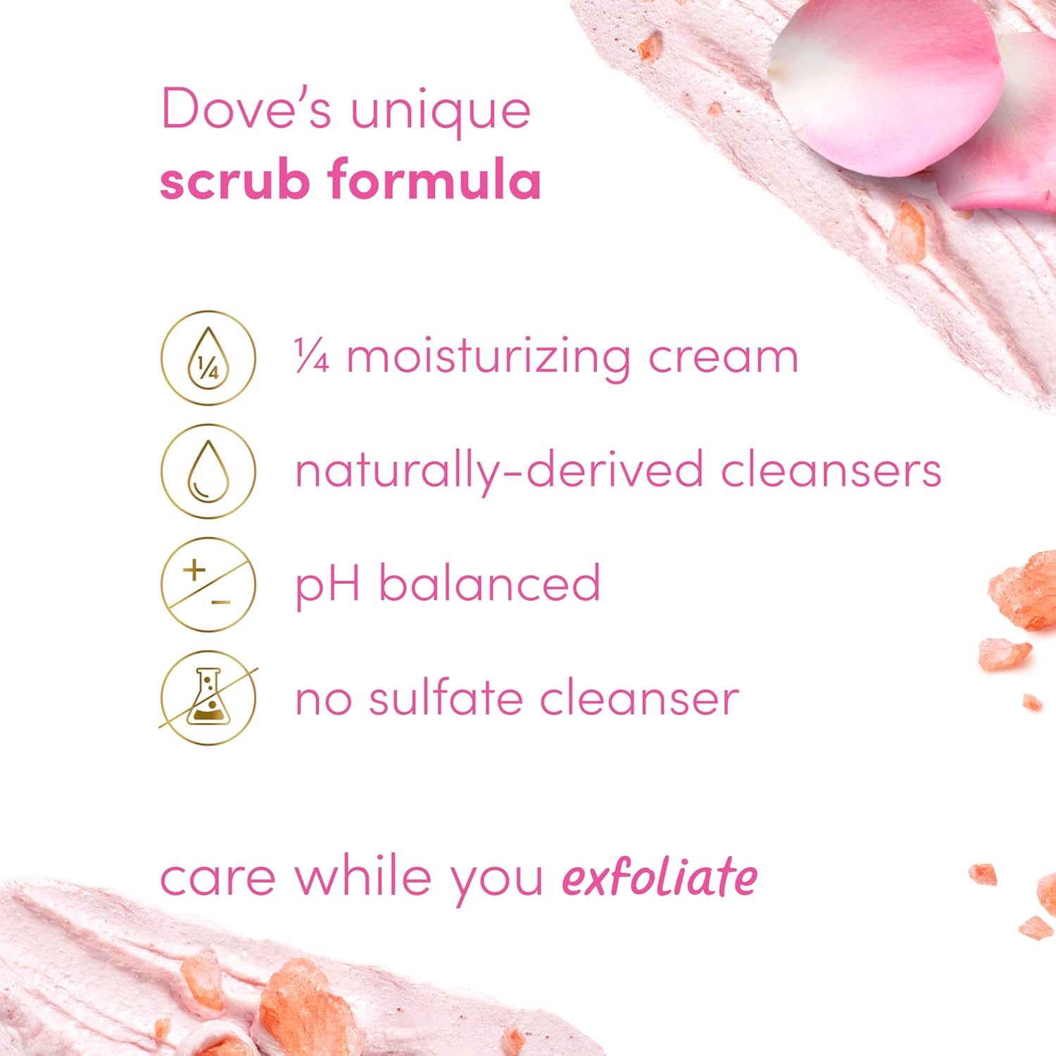 Dove Himalayan Salt & Rose Oil Body Scrub Exfoliates and Deeply Nourishes for Smooth, Radiant Skin 15 oz image 4