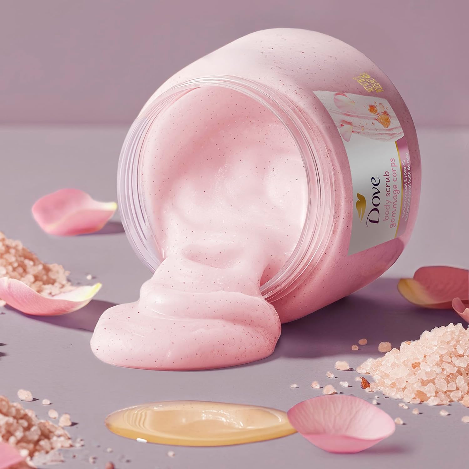 Dove Himalayan Salt & Rose Oil Body Scrub Exfoliates and Deeply Nourishes for Smooth, Radiant Skin 15 oz image 6