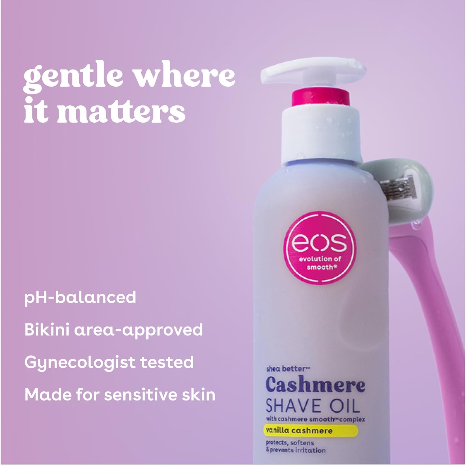 eos Cashmere Shave Oil – Vanilla Cashmere, Moisturizing Shave Oil with Shea Butter & Glycerin, Helps Prevents Irritation & Razor Burn, Vegan, 6 fl oz image 4