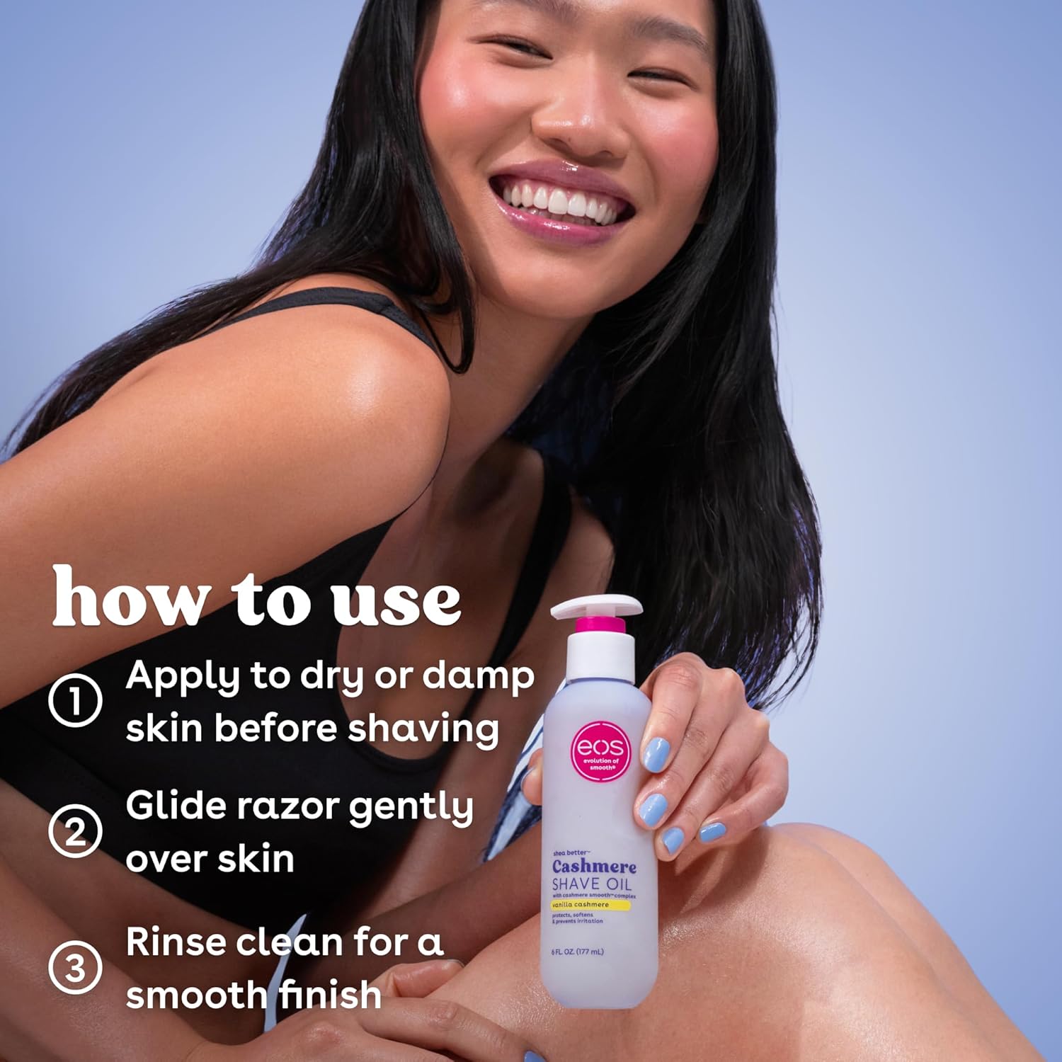 eos Cashmere Shave Oil – Vanilla Cashmere, Moisturizing Shave Oil with Shea Butter & Glycerin, Helps Prevents Irritation & Razor Burn, Vegan, 6 fl oz image 5