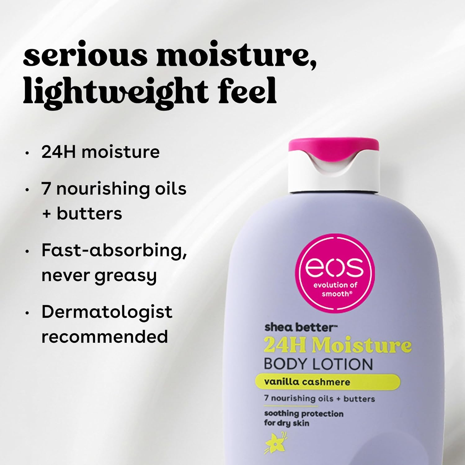 eos Shea Better Body Lotion Vanilla Cashmere, 24-Hour Moisture Skin Care, Lightweight & Non-Greasy, Natural Shea, Vegan, Vanilla Body Lotion, 16 fl oz image 5