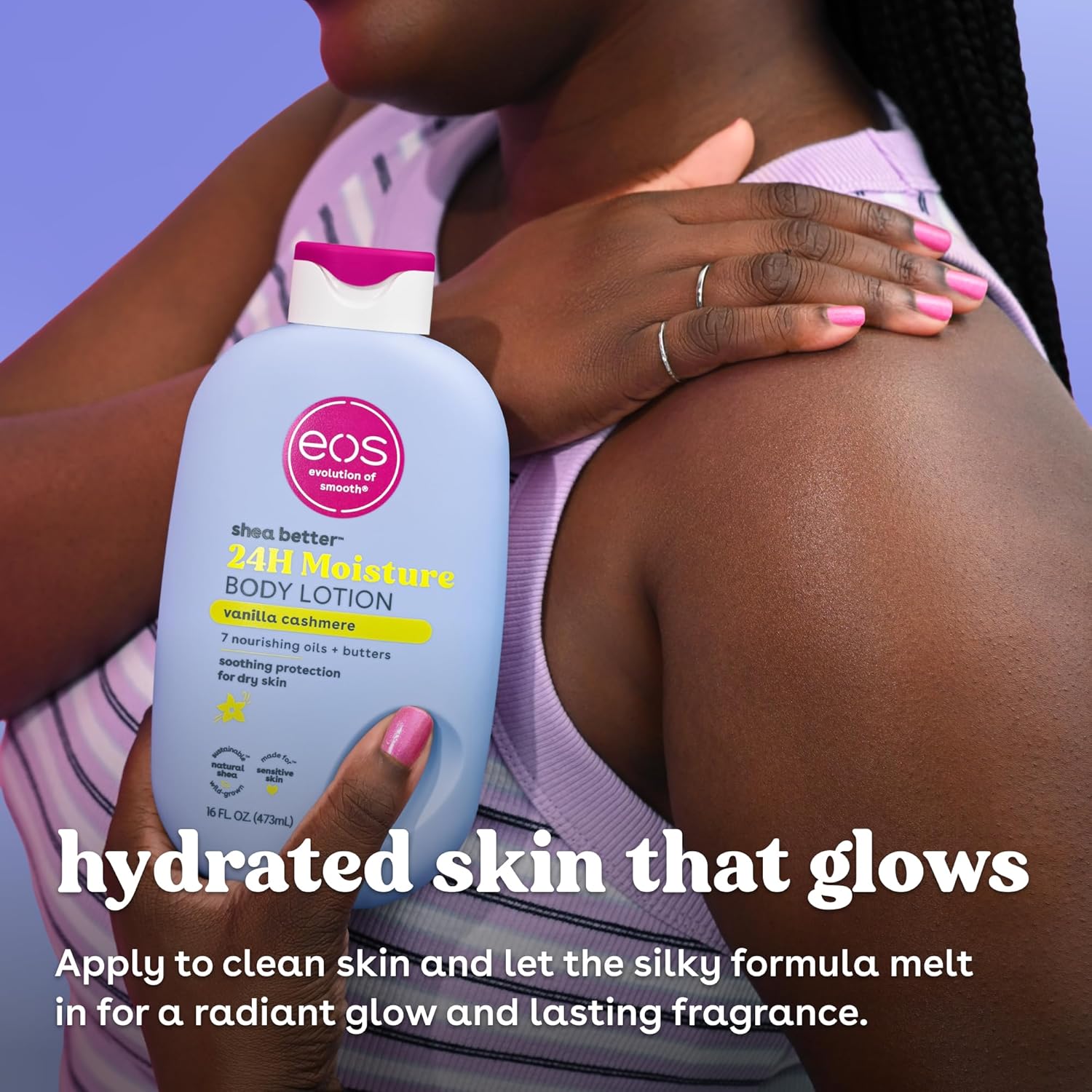 eos Shea Better Body Lotion Vanilla Cashmere, 24-Hour Moisture Skin Care, Lightweight & Non-Greasy, Natural Shea, Vegan, Vanilla Body Lotion, 16 fl oz image 6