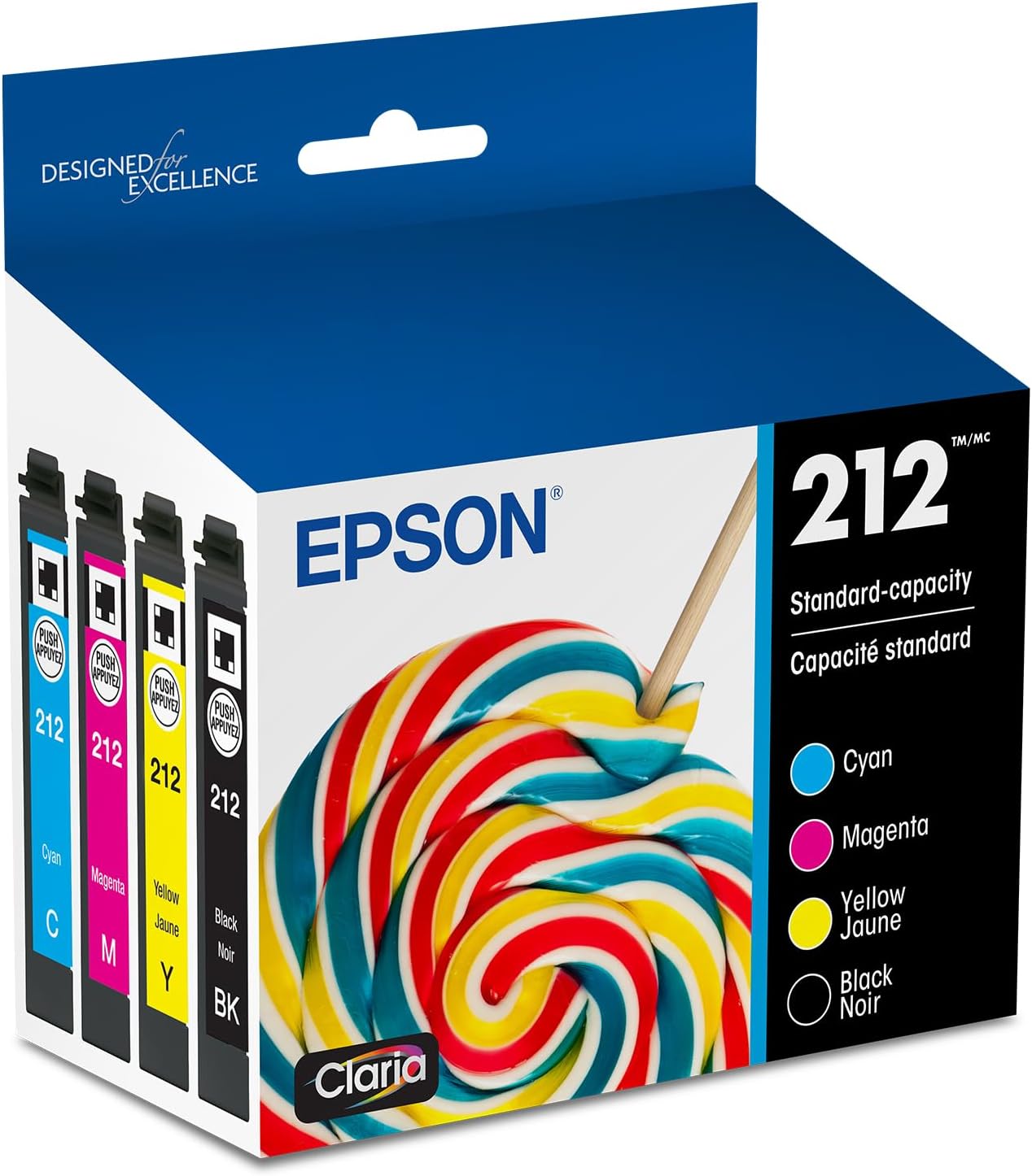 EPSON 212 Claria Ink Standard Capacity Black & Color Cartridge Combo Pack (T212120-BCS)