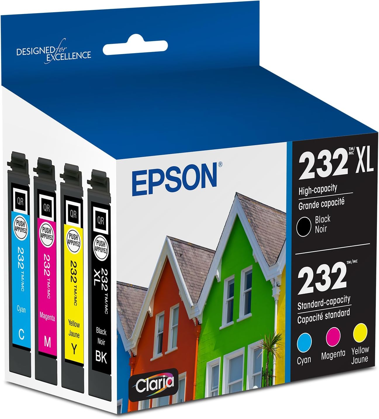 EPSON 232 Claria Ink High Capacity Black & Standard Color Cartridge Combo Pack (T232XL-BCS)
