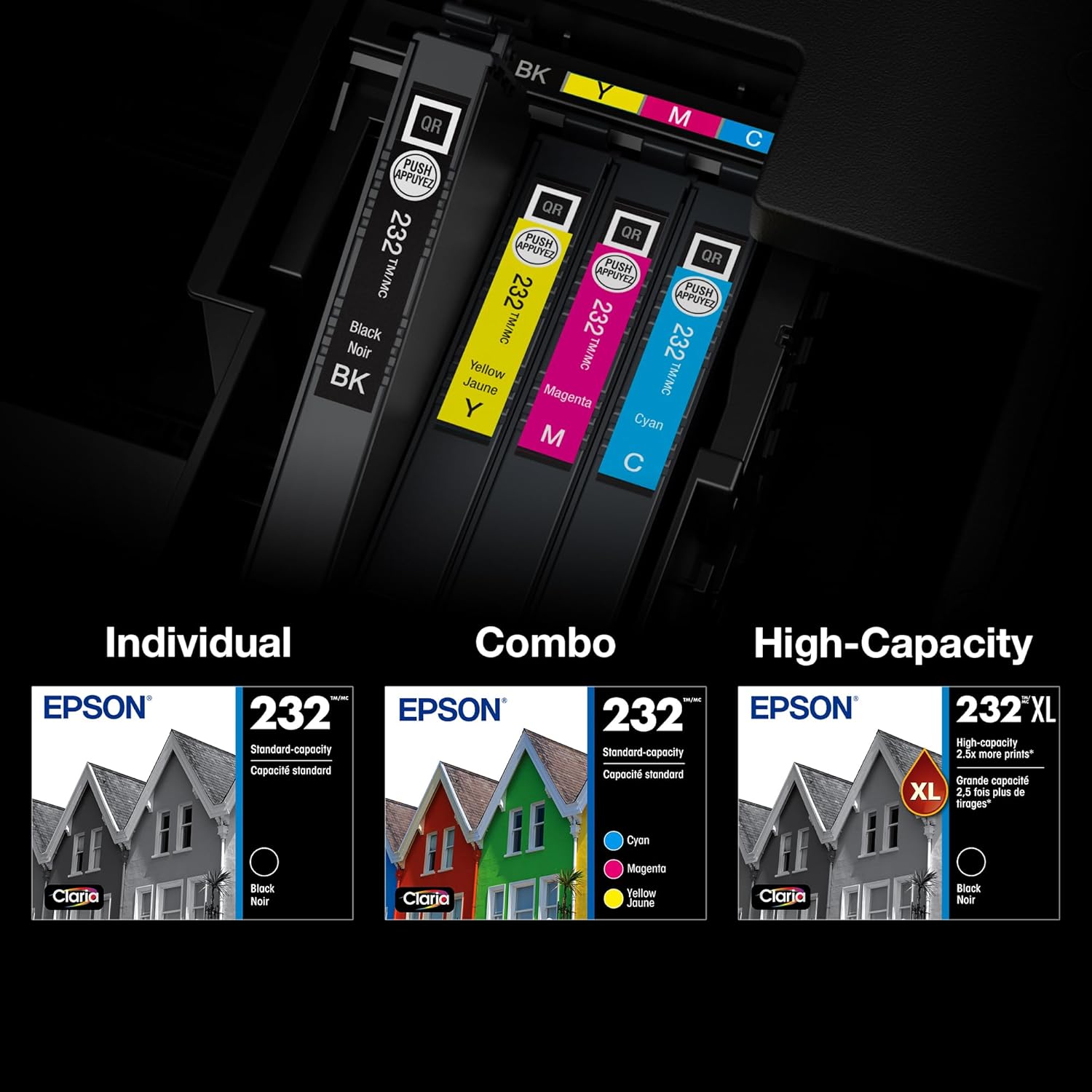 EPSON 232 Claria Ink High Capacity Black & Standard Color Cartridge Combo Pack (T232XL-BCS) image 5
