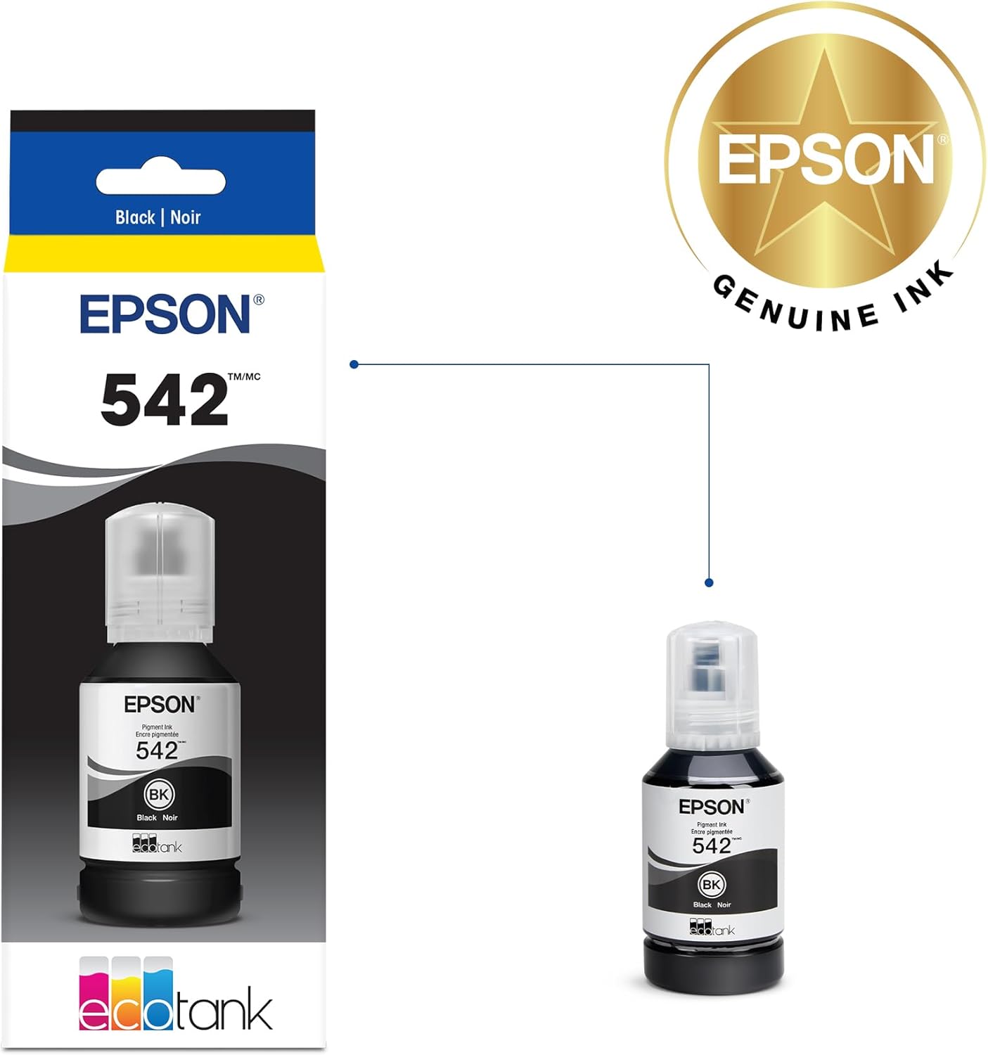 EPSON 542 EcoTank Pro Ink Ultra-high Capacity Bottle Black (T542120-S) Works with ET-5150, 5170, 5180, 5800, 5850, 5880, 16600, 16650