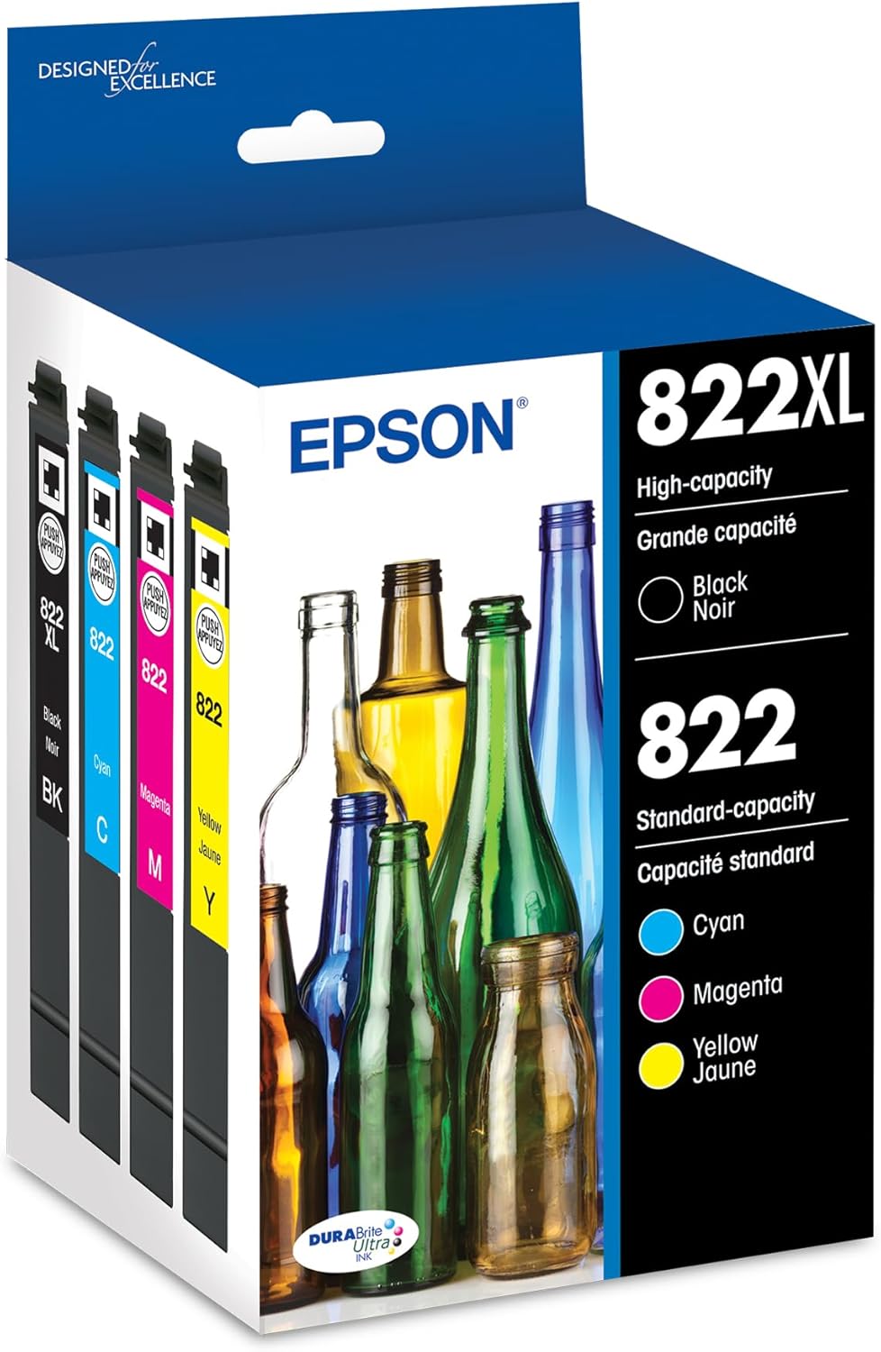 EPSON 822 DURABrite Ultra Ink High Capacity Black & Standard Color Cartridge Combo Pack (T822XL-BCS)