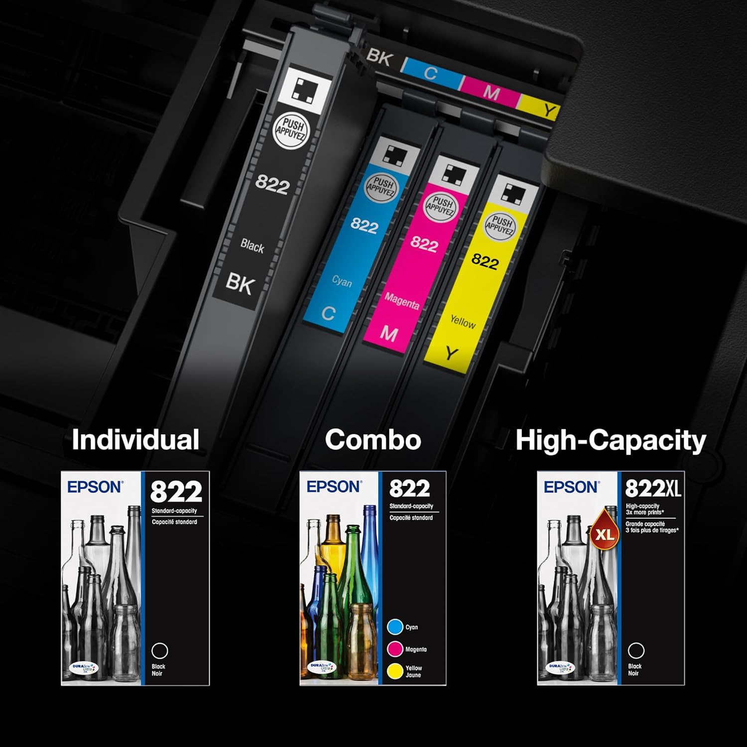 EPSON 822 DURABrite Ultra Ink High Capacity Black & Standard Color Cartridge Combo Pack (T822XL-BCS) image 5