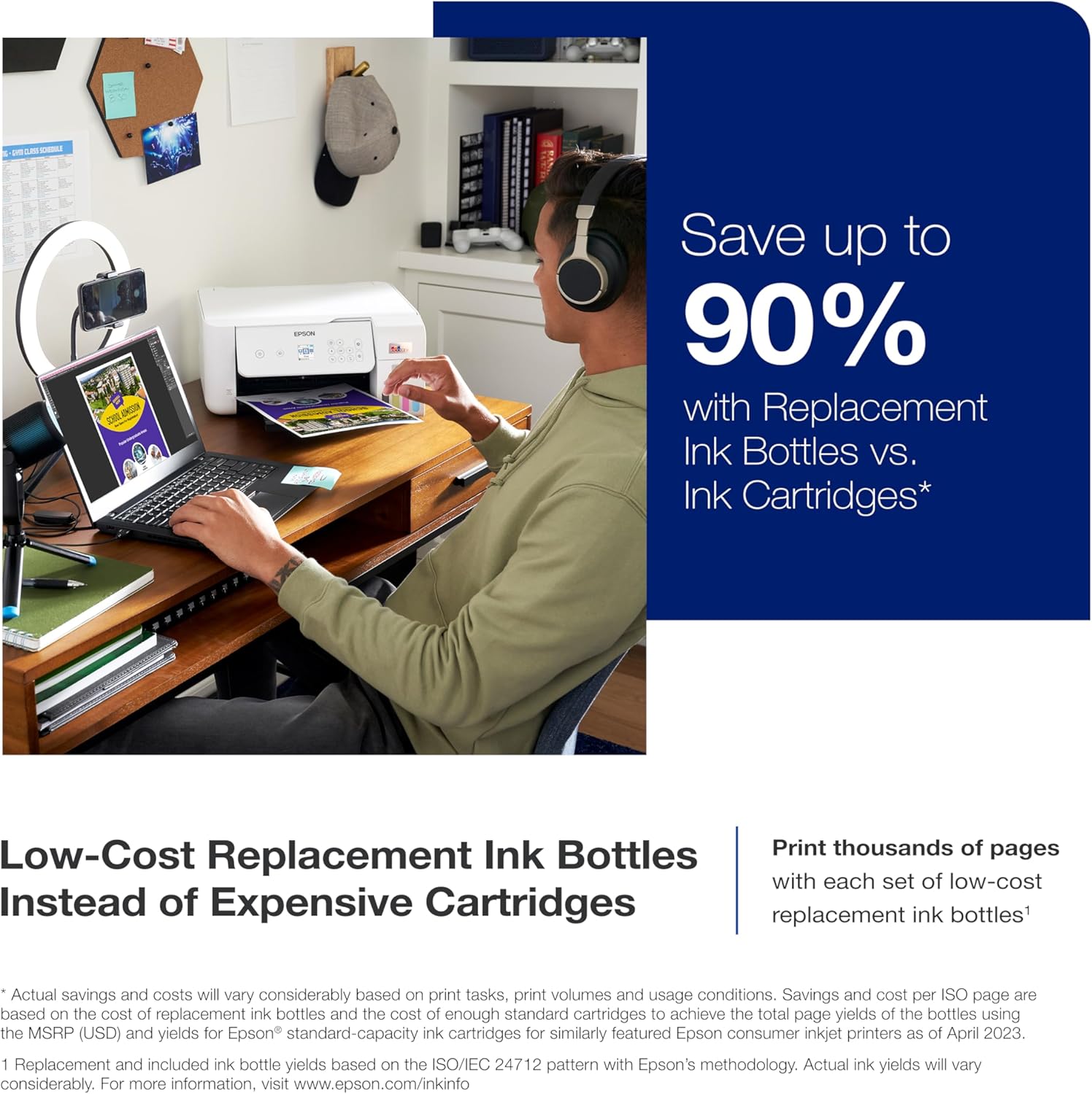 Epson EcoTank ET-2803 Wireless Color All-in-One Cartridge-Free Supertank Printer with Scan, Copy and AirPrint Support image 2