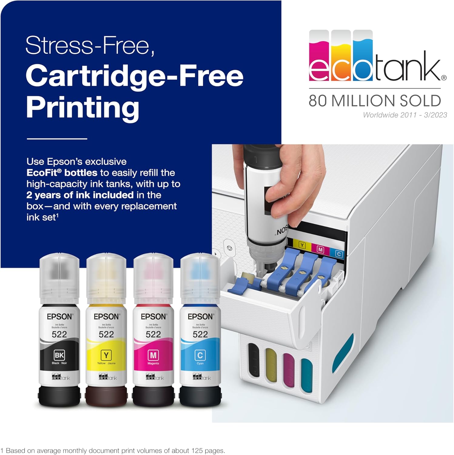 Epson EcoTank ET-2803 Wireless Color All-in-One Cartridge-Free Supertank Printer with Scan, Copy and AirPrint Support image 3