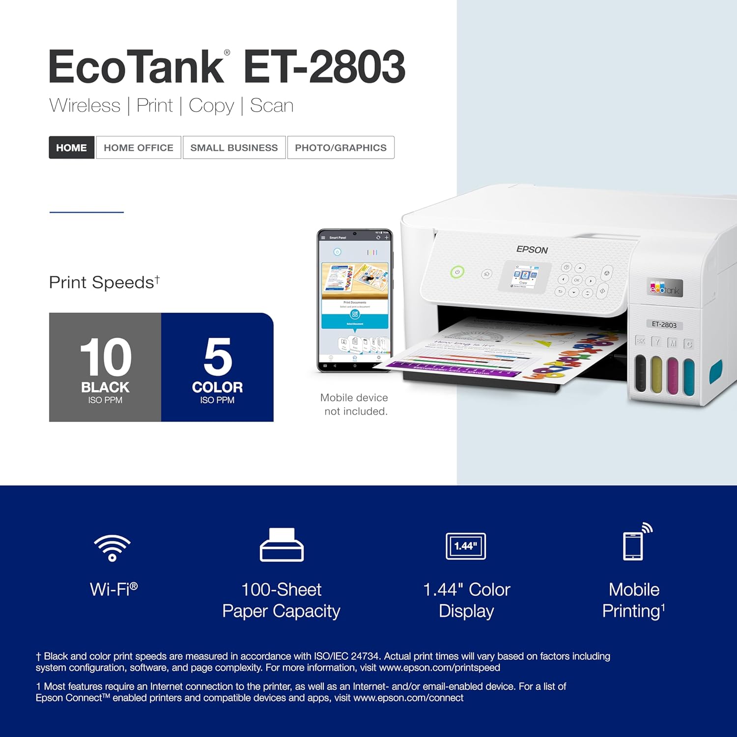 Epson EcoTank ET-2803 Wireless Color All-in-One Cartridge-Free Supertank Printer with Scan, Copy and AirPrint Support image 4