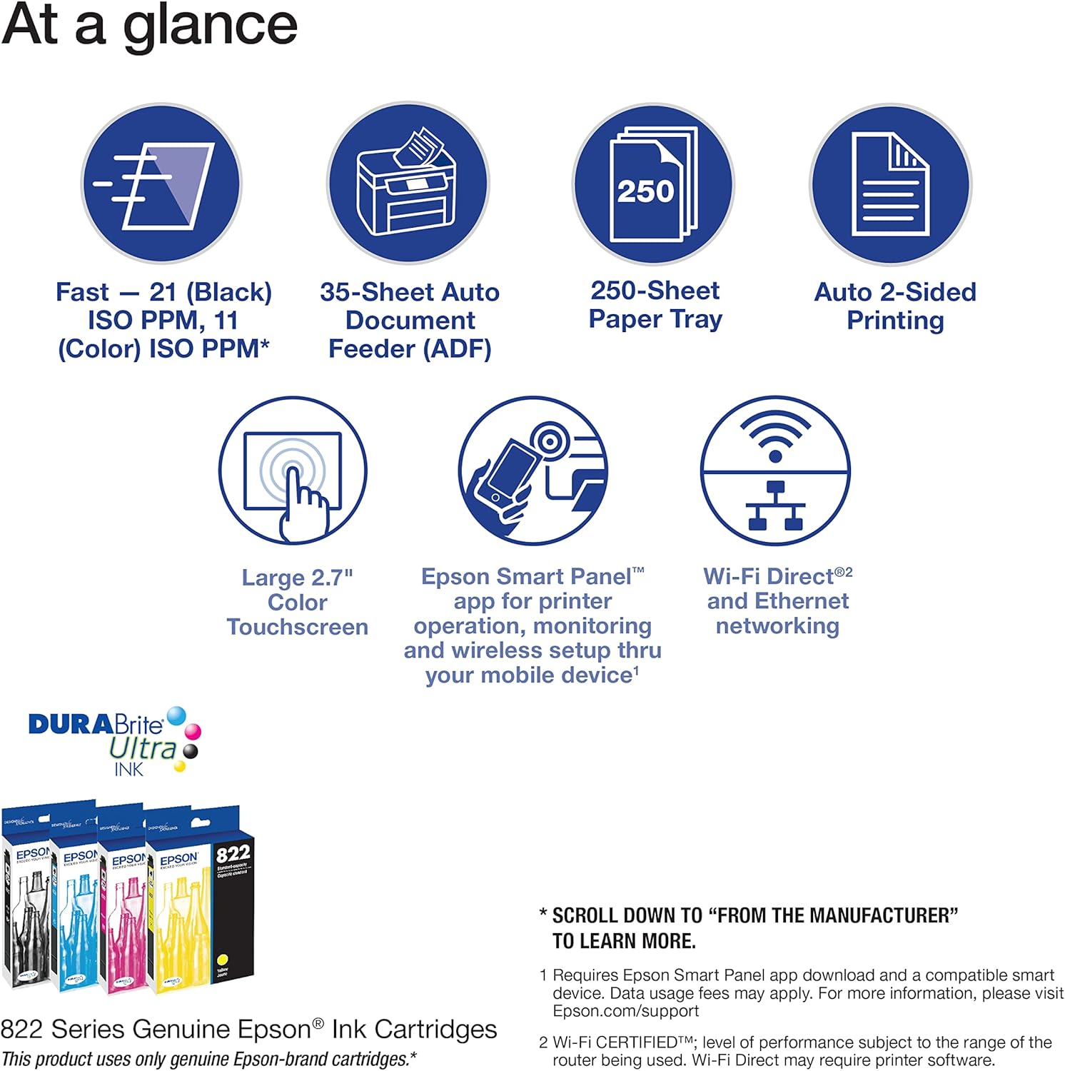 Epson Workforce Pro WF-3823 Wireless All-in-One Printer with Auto 2-Sided Printing, 35-Page ADF, 250-Sheet Paper Tray and 2.7" Color Touchscreen image 2