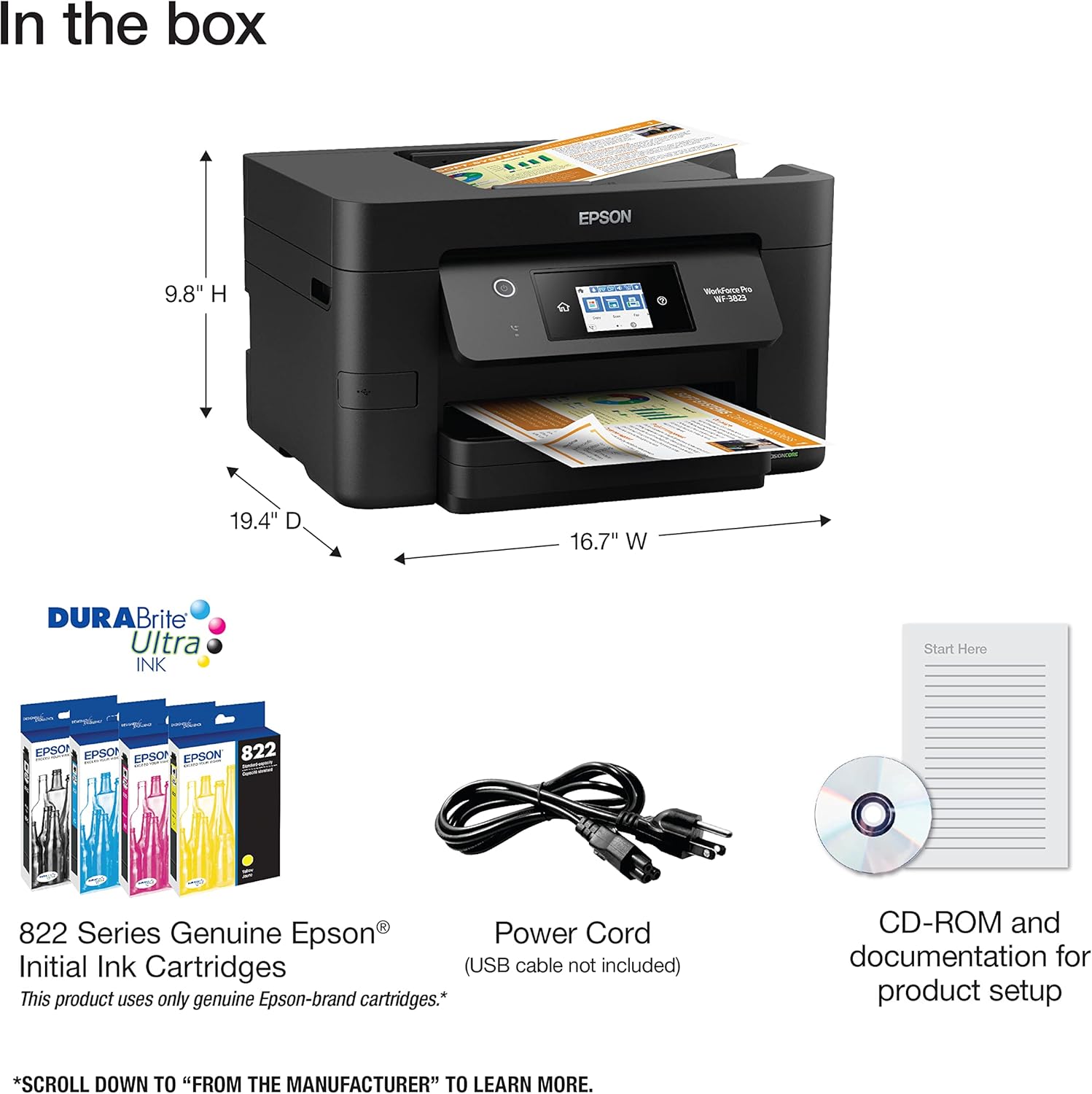 Epson Workforce Pro WF-3823 Wireless All-in-One Printer with Auto 2-Sided Printing, 35-Page ADF, 250-Sheet Paper Tray and 2.7" Color Touchscreen image 4