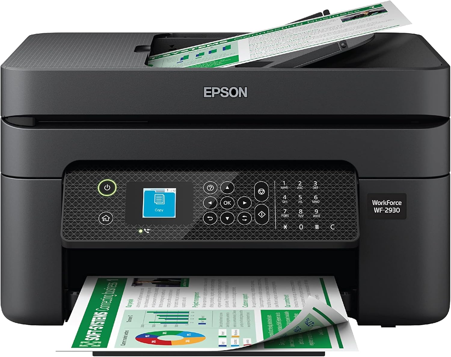 Epson Workforce WF-2930 Wireless All-in-One Printer with Scan, Copy, Fax, Auto Document Feeder, Automatic 2-Sided Printing and 1.4" Color Display,Black | 30-Sheet Adf, Auto 2-Sided, 1.44 Color LCD, 100-Sheet Tray, Claria 232 Ink