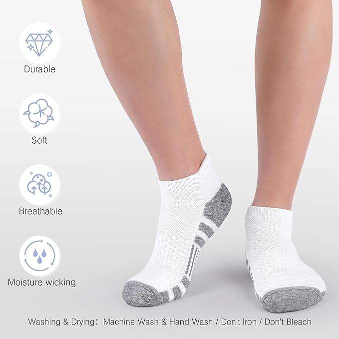 Felicigeely Ankle Athletic Running Socks Low Cut Sports Socks Breathable Cushioned Tab Socks for Men Women 6 Pairs image 3