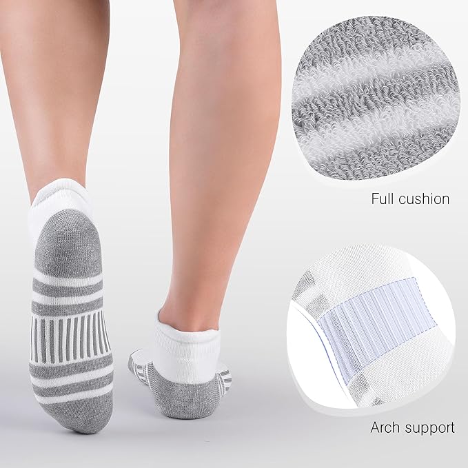 Felicigeely Ankle Athletic Running Socks Low Cut Sports Socks Breathable Cushioned Tab Socks for Men Women 6 Pairs image 5
