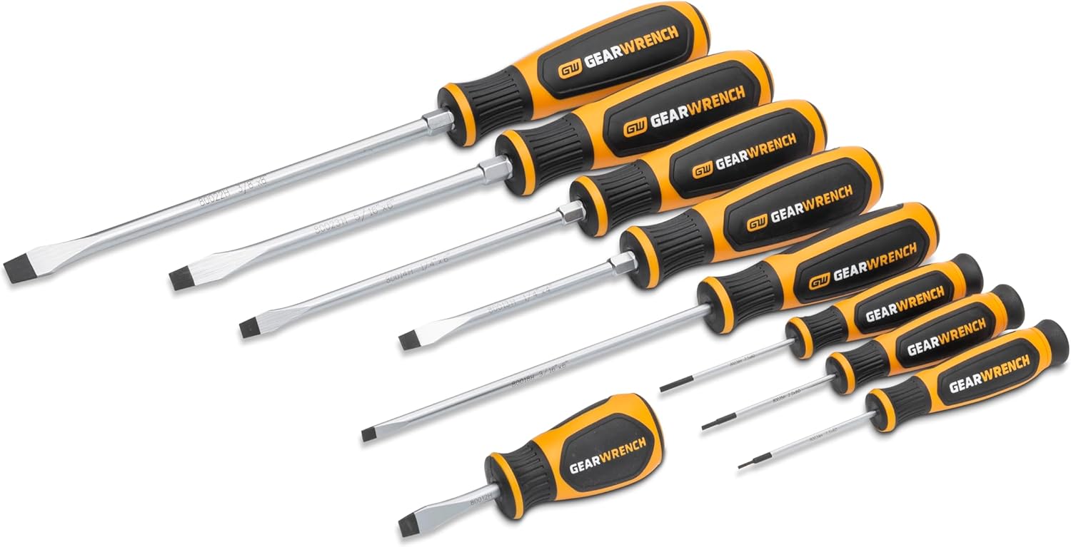 GEARWRENCH 9 Piece Slotted Dual Material Screwdriver Set in Foam Storage Tray - GWMSSCRSL image 2